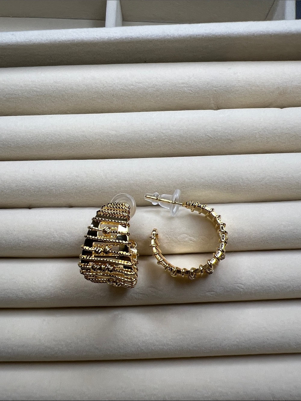 Gold Textured Hoop - Women's Jewelry New